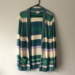 ECI NEW YORK Striped Cardigan Sweater